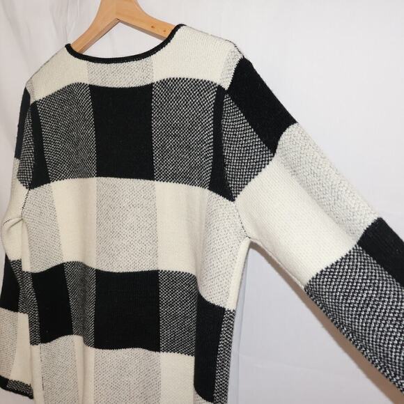 Nicole Alexander Sz M Sweater Jacket, Black White Tunic Snap closure Buttons - Picture 12 of 16